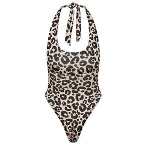 PrettyLittleThing Leopard Print High Leg One Piece Swimsuit Size 0